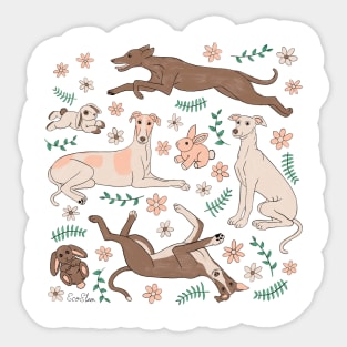 Greyhounds & Stuffed bunnies Sticker